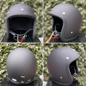 Motorhelmen Japan Korea Korea StyleCocascos Vintage 3/4 Open Face Helmet Cafe Racer Retro Fiberglass Scooter Riding Casco Moto Dot