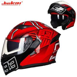 Casques de moto JIEKAI JK902 casque de moto rabattable double lentille moto tout-terrain casque de moto noir et blanc riz rouge XL 2XLL204