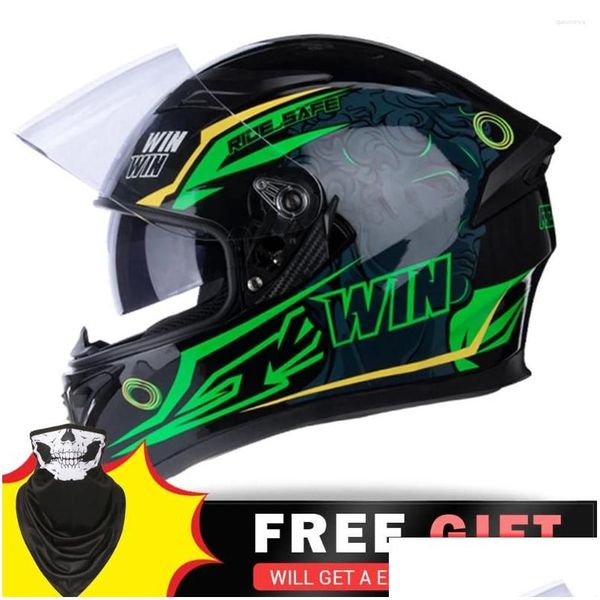 Casques de moto Jiekai Moto Accesorios FL Face Casque Capacete De Mascino Motocross Off Road Racing Moto Drop Livraison Automob Ot52Q