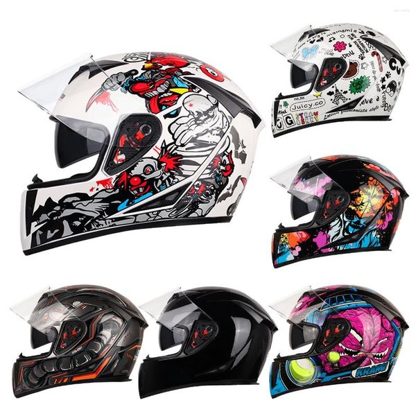 Cascos de motocicleta JK310 Casco de cara completa Accesorios Moto Cartoon Helm Retro Vintage Para Casco Autorización genuina Hombres Mujeres Moto