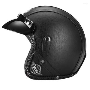 Motorhelmen jyt vier seizoenen pu lederen open gezicht helm vintage Duits gepersonaliseerde motorcross racet jet casque moto capacete