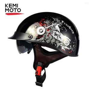 Motorhelmen Kemimoto Open Face retro helm vintage Moto Scooter Biker Motorbike racen half met DOT -certificering