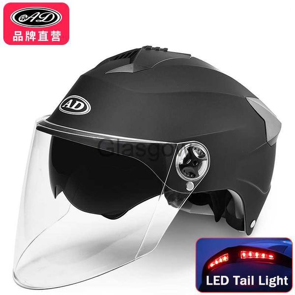 Casques de moto Casques de moto LED pour homme et femme Scooter électrique moto demi-casque Double visière réflecteur rechargeable casquette de sécurité x0731