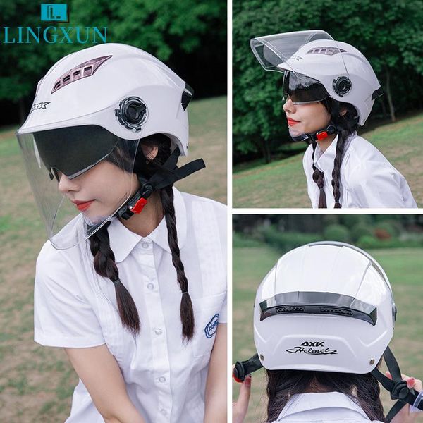 Casques de moto Lingxun unisexe casque de batterie équitation léger été vélo électrique crème solaire LB143