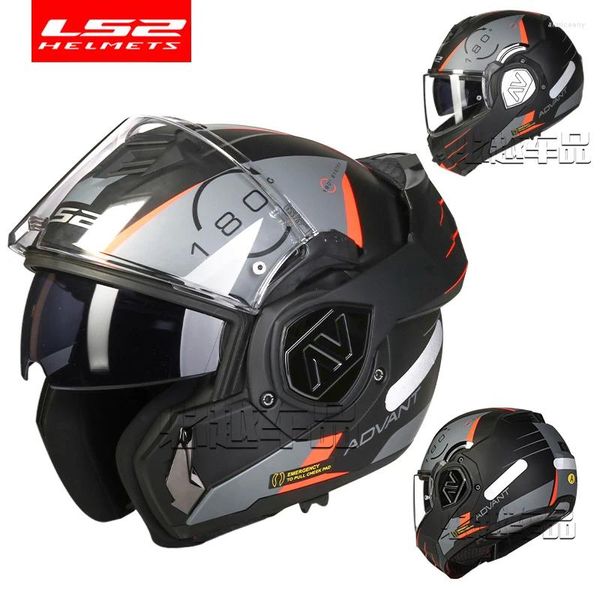 Cascos de motocicleta LS2 FF906 Advant Full Face Flip Up Modular Doble Visor Casco Lente incorporada ECE Capacete Casque Casco Moto