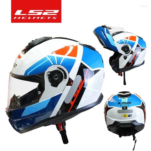 Casques de moto LS2 FF908 Flip Up Casque Double Lens Modulaire avec Sun Visor Casco Moto Capacete CE Certification