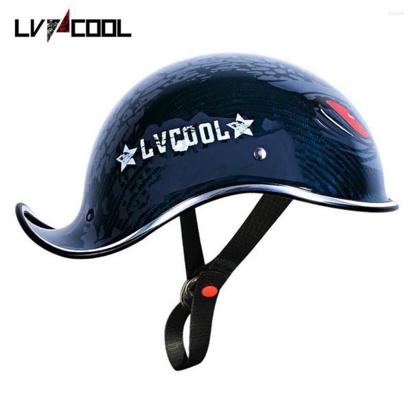 Casques de moto LVCOOL véritable casquette de Baseball en Fiber de carbone casque Vintage rétro pour Cruiser Chopper femmes hommes D type-M