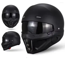 Casques de moto Matte Black Scorpion Casque Moto Modulaire Mâle Rétro Capacete Casco Cruiser Demi Casquette Tactique Dot Approuvé CE