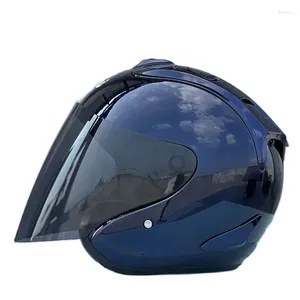 Casques de moto Hommes et femmes Casque Dot Approuvé Racing Open Face Casco Casque Arrivée 4 Bright Blue Half