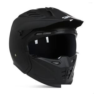 Casques de moto Modar 3/4 Open Face Vintage Dirt Bike Cascos FL Casque Personnalité Hors route Menton modifiable Para Moto Dot Ece Drop Otqea