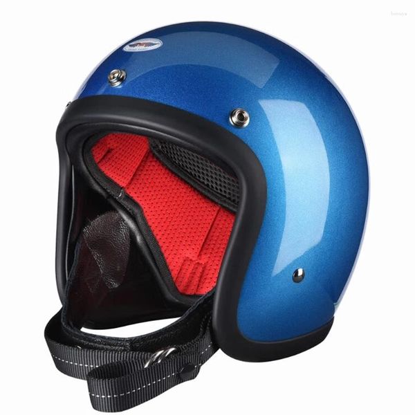 Cascos de motocicleta Luna Azul Resistente al desgaste Cara abierta Retro Biker Casco Transpirable Protección para la cabeza Anti-caída Accesorios de motocrós