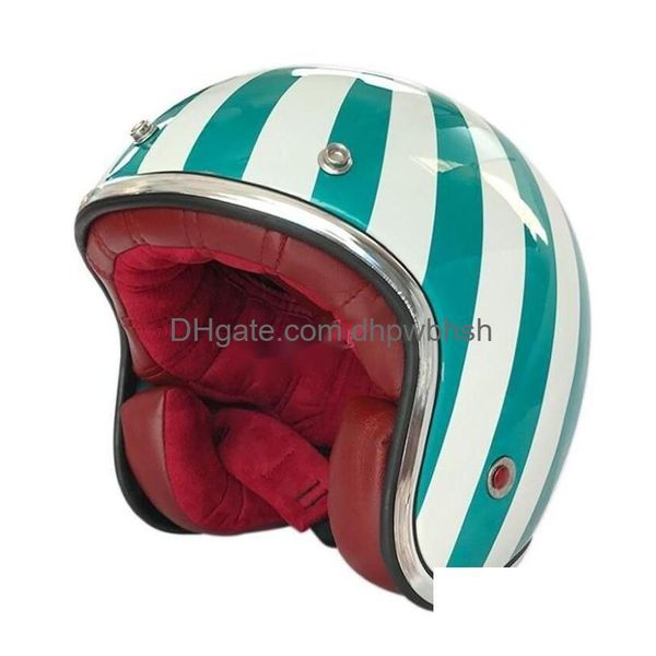 Casques de moto Motocross Masei Ruby Vintage Casque demi-visage ouvert Abs Casque 501 Red Drop Delivery Mobiles Motos Accesso A Dhbui