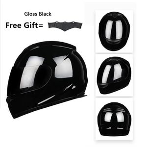 Motorhelmen Motorfiets Volledig gezicht Dot Helmet - Bye -616 Racen met donkere lens Medium Mablack