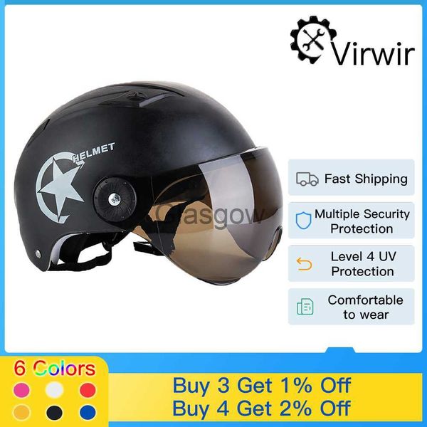 Casques de moto Casque de moto casque de protection solaire de vélo casque de scooter peut rabattre le miroir de protection adapté aux scooters vélo de voiture électrique x0731