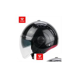 Casques de moto Nouvel été Yohe Double lentilles Demi-visage Casque Jeunes hommes et femmes Mode Mini vélo électrique fait de Drop Deliv Otot6