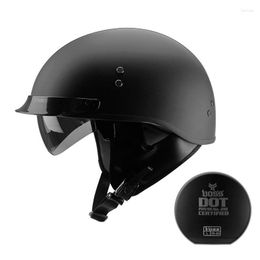 Motorfiets helmen open gezicht helm zwarte vintage stip goedgekeurde half retro moto casco capacete motociclistas matte
