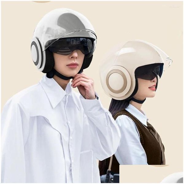 Casques de moto Casque Open Face Casque pour Scooter Double Lens Visor Sun Half Bike ATV UTV Hopper 54-61 cm Drop Livraison Automobiles M OTY9F