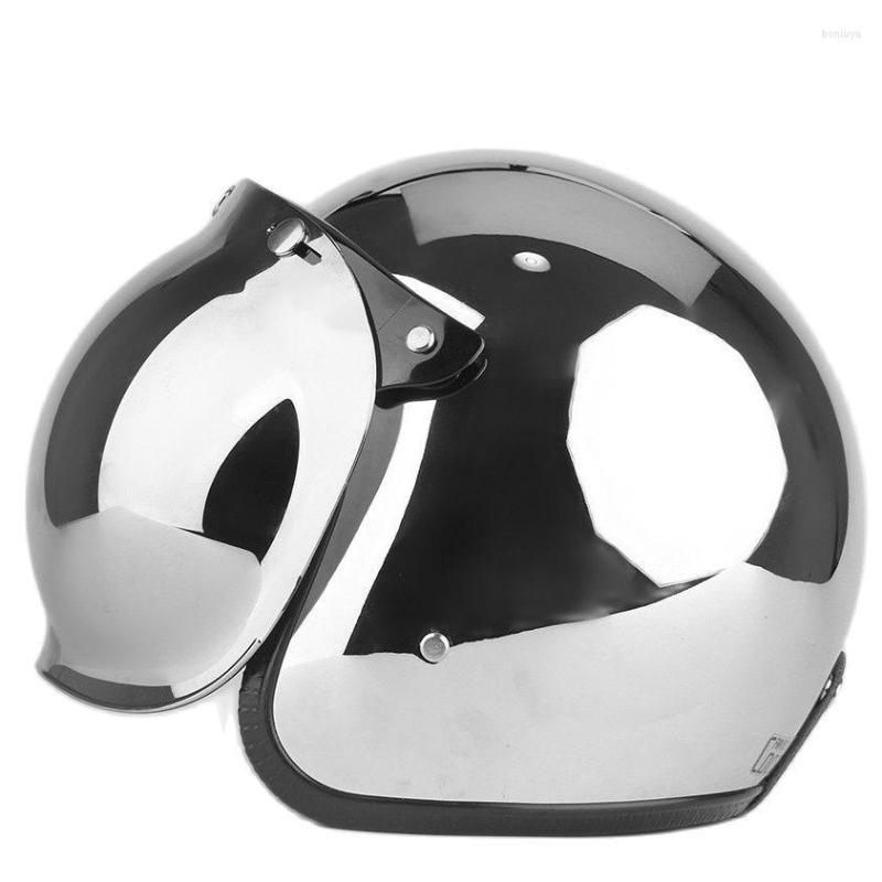 Мотоциклетные шлемы Открытое лицевое шлем винтажное хромированное серебряное ретро -капсовое зеркало Пилот пилот Jet Moto 3/4 Half Casco