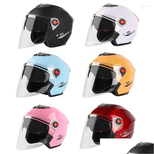 Casques de moto Open Face Casque de fibre de verre de haute qualité Durable Anti-buée Moto Vintage Casque avec visière pour scooter Drop de Dhja4