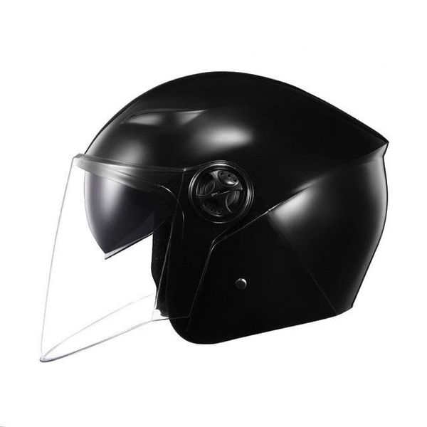 Cascos de motocicleta Casco de media cara abierto Moto con lente de doble visera Casco eléctrico para adultos Aprobado por DOT Negro