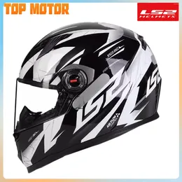 Casques de moto d'origine LS2 FF358 HELMET CASCO MOTO FULL FACE MOTOCROSS RACING RIDING BLACK BLANC CASLE CASQUETS