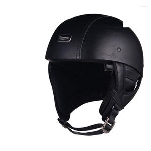 Casques de moto en cuir PU Style nouveauté casque Dot demi-visage noir Mate disponible moto CE approuvé Europe