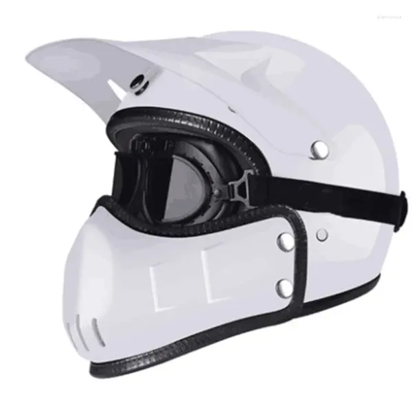 Cascos de motocicleta Racing Off Road Motocross Cara completa Medio casco Personalidad Combinación Guerrero Capacete Moto Brillo Blanco