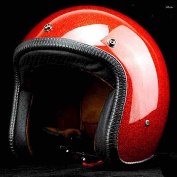 Casques de moto Casque Vintage Rouge Open Face Dot Approuvé Rétro Moto Casco Capacete Motociclistas Ce