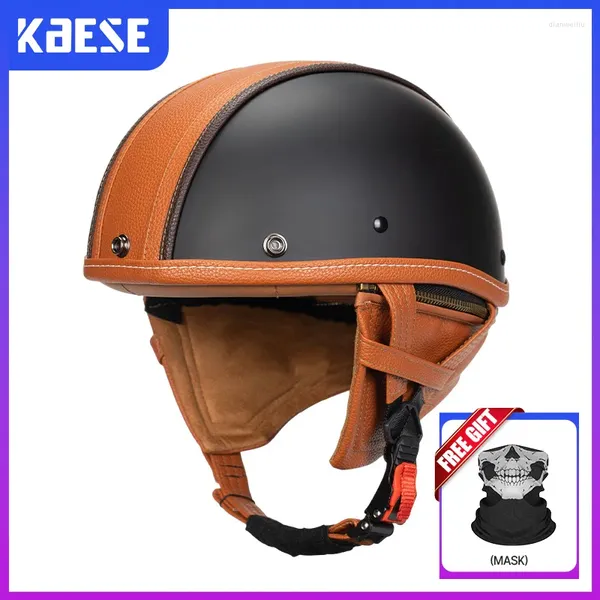 Casques de moto Retro Half Face Casque Low Profile Vintage Motorbike Men Femmes Unisexe Scooter Cruiser Dot Approuver