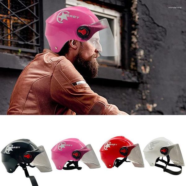 Cascos de motocicleta Casco de media cara retro Vintage Verano Montar al aire libre Sombrero de seguridad con parche de advertencia reflectante para