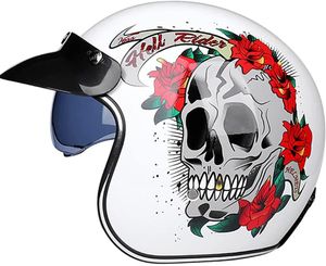 Cascos de motocicleta Casco retro 3/4 Escudo de cara abierta Media moto Jet con visera para hombres Mujeres Adultos Aprobado por DOT
