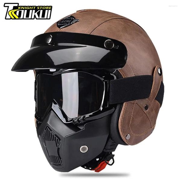 Casques de moto Casque rétro DOT approuvé Vintage allemand Casco Moto Open Face Scooter Capacetes Équipement de motocycliste