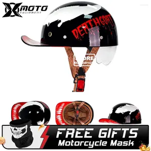 Casques de moto Casque rétro Hommes Femmes Casquette de baseball Demi-équitation Racing Moto Dot Certification Protection