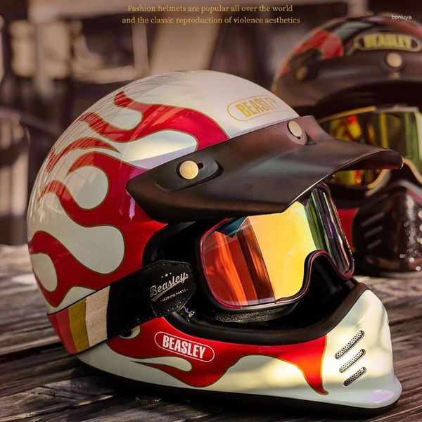 Cascos de motocicleta Hombres de casco retro