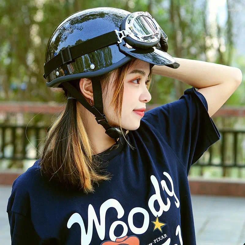 Мотоциклетные шлемы Ретро шлем безопасности для мотоциклистов Мужчины Пилот Половина лица Женские