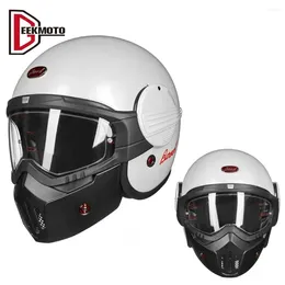 Casques de moto Retro Casque Vintage Modular Scooter Dot approuvé Open Full Face Flip Up Four Seasons Cycling