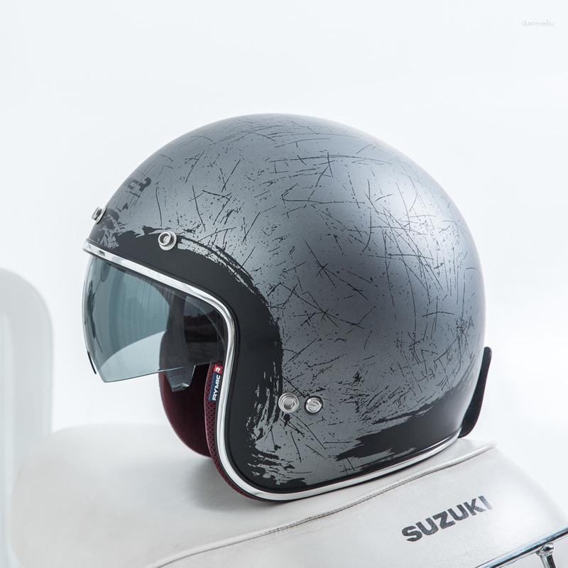 Capacetes de motocicleta Capacete RYMIC para homens e mulheres Capacete semi-coberto Personalidade Meio-capacete Four Seasons Motocross