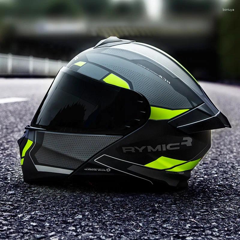 Motosiklet Kaskları Rymic935SV Kask Kişiselleştirilmiş Flip Büyük Arka Kanat Yarışı Casque Tam Yüz Cafe Racer Dot ECE Onaylı