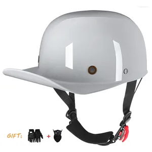 Cascos de motocicleta Scooter Retro media cara gorra de béisbol Casco Vintage Chopper Cruiser Biker verano Dot Casco hombres mujeres