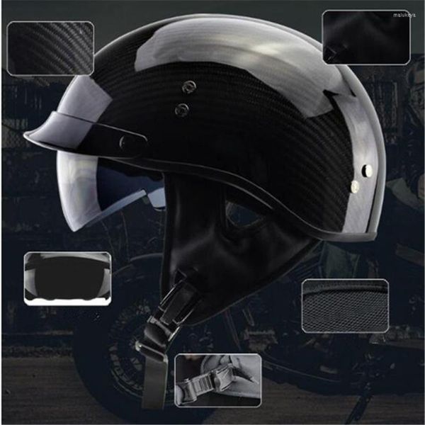 Casques de moto vendent du vrai casque allemand en fibre de carbone Dot Biker Black Shorty Half M L Xl Xxl