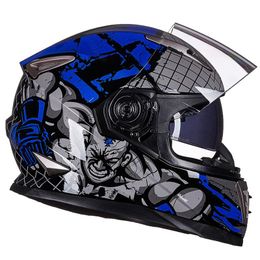 Casques de moto série casque de haute qualité double lentille Motocross intégral Cascos Para Moto quatre saisons homme moto moto
