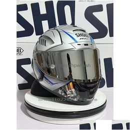 Casques de moto Shoei X14 Casque X-Fourteen Yzf-R1M Édition spéciale Sier Fl Face Racing Casco de Motocicleta Drop Delivery Mobi M Dh0Na