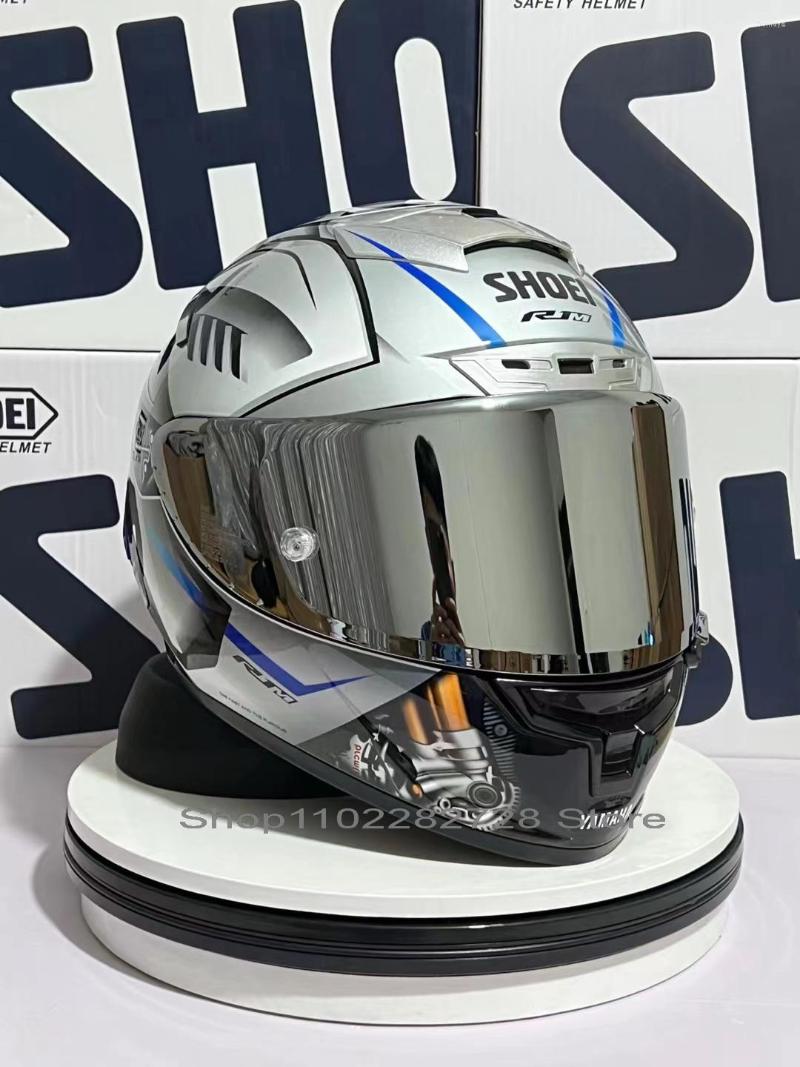 Motorradhelme SHOEI X14 Helm X-Fourteen YZF-R1M Special Edition Silver Full Face Racing Casco De Motocicleta