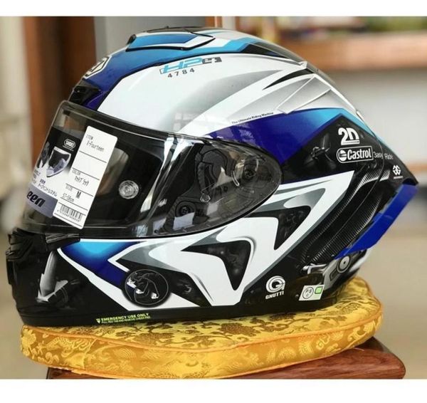 Casques de moto Shoei X14 Casque XFourteen R1 60e anniversaire Edition Blanc Bleu Full Face Racing Casco de Motocicle9126119