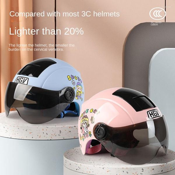 Casques de moto été garçons et filles enfants légers respirant demi sécurité bébé électrique