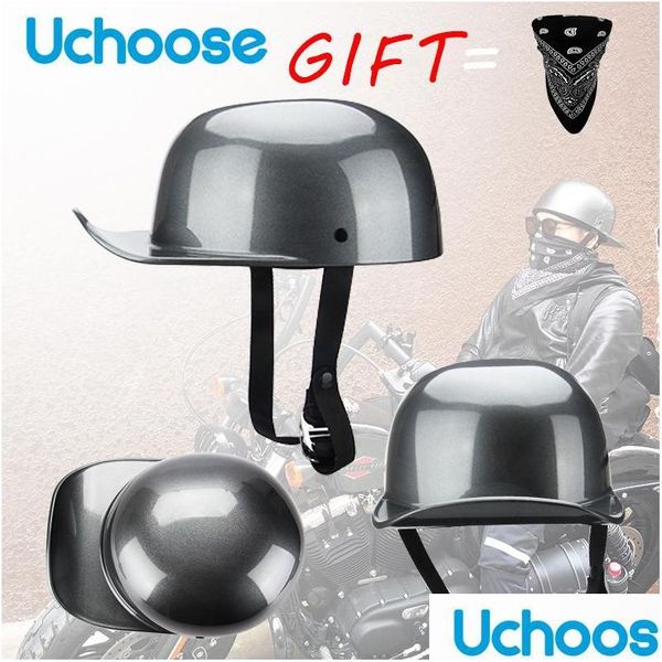 Casques de moto ￠ demi-casque Open Face Open Vintage Riding Motorbike Motocross Scooter Cruiser Chopper Baseball Cap Drop d￩livre Dhuxu