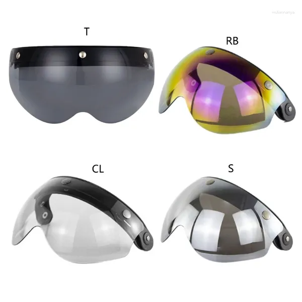 Cascos de motocicleta Universal 3-Snap Flip Up Open Face Casco Visor Lente Escudo Gafas de sol