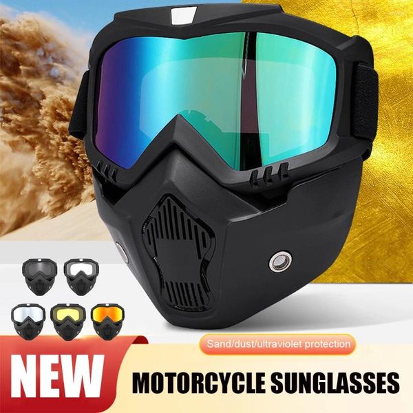 Casques de moto UV400 Motocross Sunglasses Sunglasses Windproof Cycling Riding Skigles avec masque bouche UV Casque de vélo de protection UV