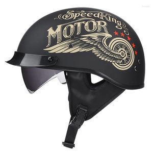 Motorhelmen Vintage Scooter Halve Helm Met Binnenlens Casco Moto Retro Riding Crash Capacete Para DOT