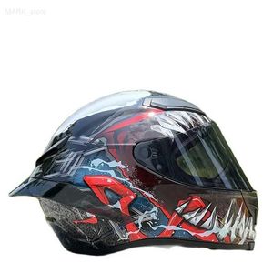 Motorhelmen Winterseizoen Veiligheidshoed voor heren en dames Enkel schild Zwart Venom Motorhelm ECE-goedgekeurde integraalmotorhelmL21029